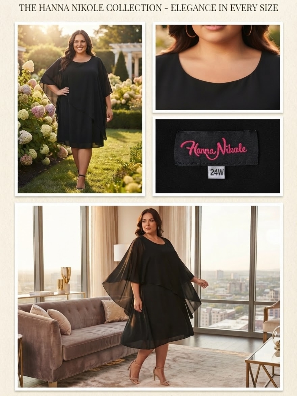 The Hanna Nikole Plus Size Chiffon Cape Dress
